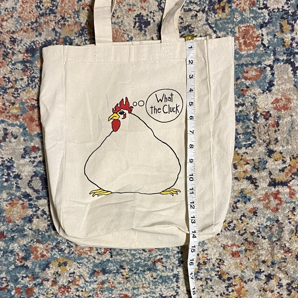 Q-Tees 100% Cotton Cream Tote Bag with Chicken Print - Picture 5 of 6